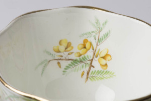 Detail inside of teacup - yellow flowers