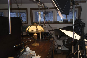 Wide shot of studio lighting setup
