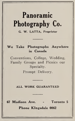 Branksome Slogan 1939 Yearbook advertisement for Panoramic Photo Co.