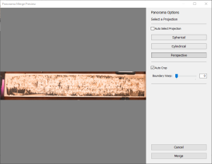 Lightroom Photo Merge Preview window