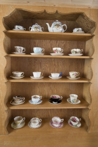 Test shot #1 - cups on wooden shelves