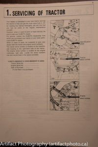 Excerpt of tractor manual showing locations of serial numbers