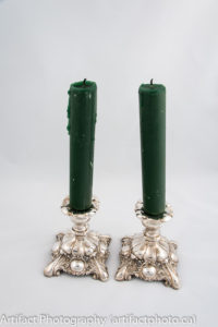 Polished silver candlesticks