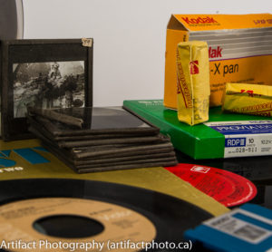 Lantern slides, 120mm roll film, and 4x5" cut film